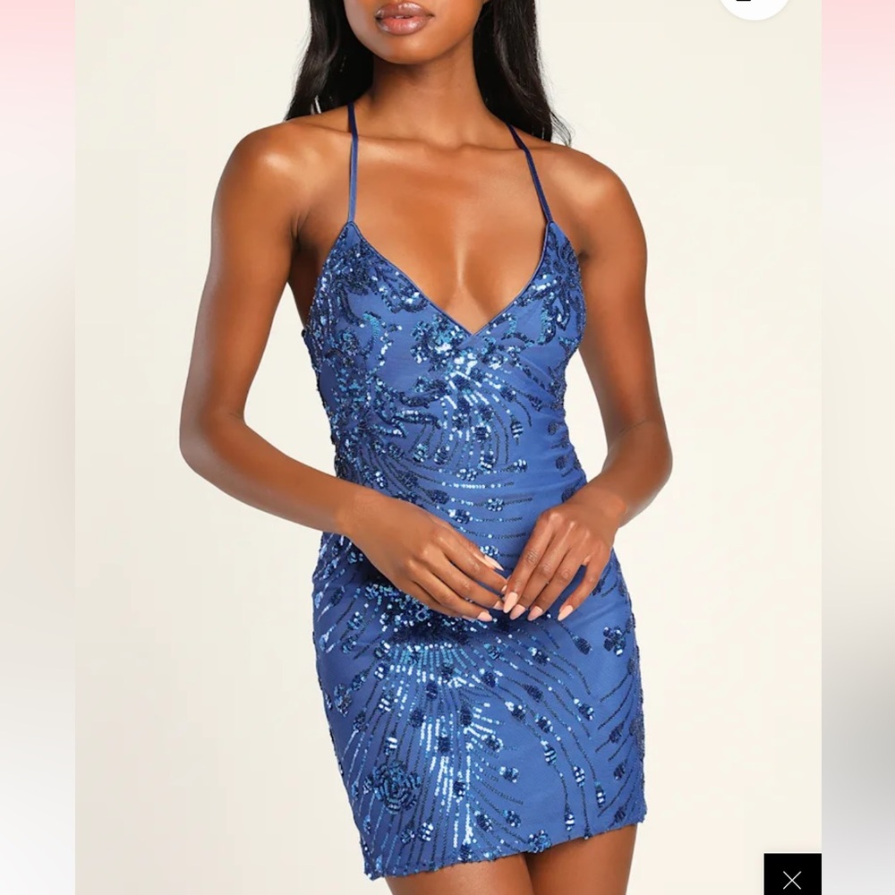 Lulu's Vibrant Blue Sequin Bodycon Mini Dress